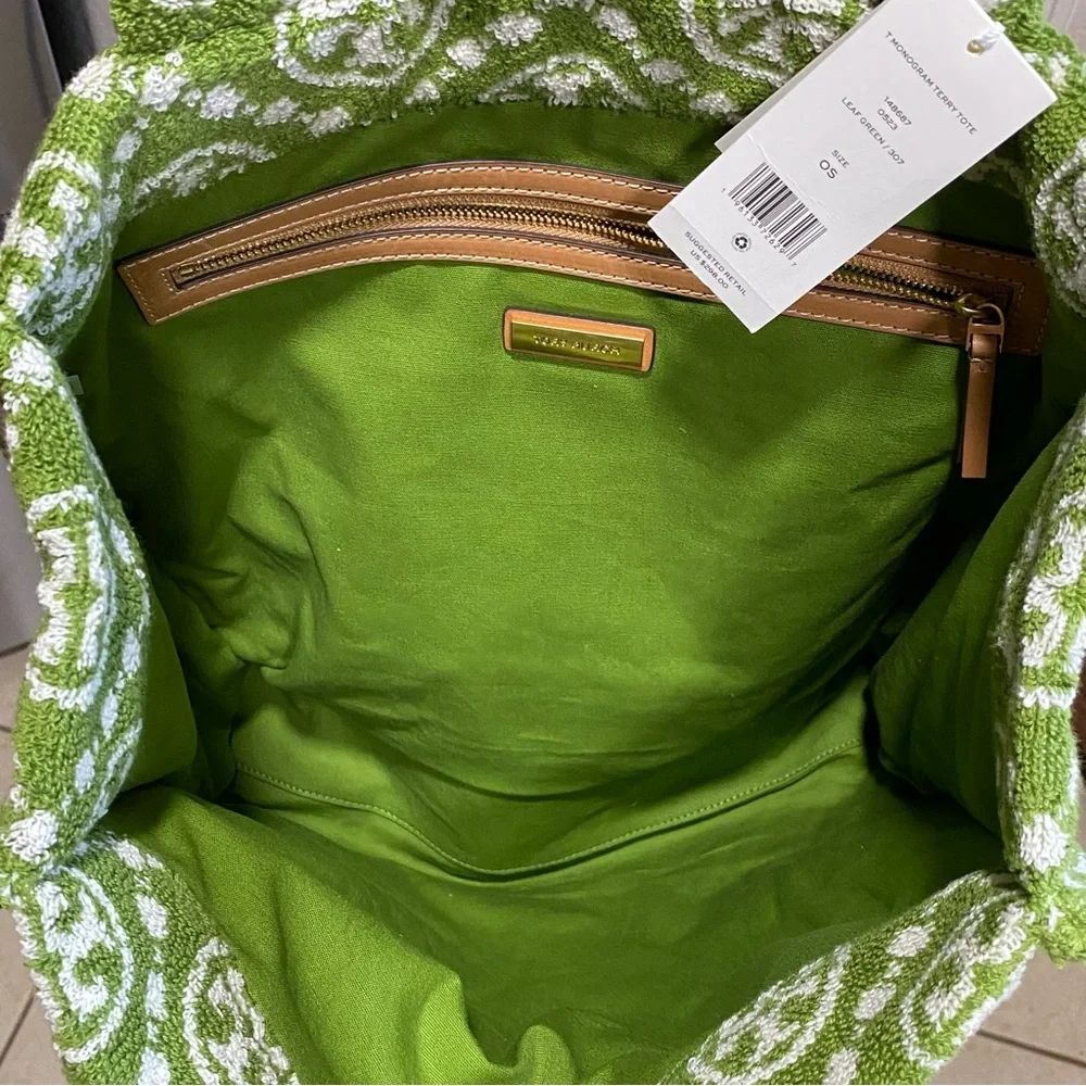 NWT $298 Tory Burch • T Monogram Terry Tote